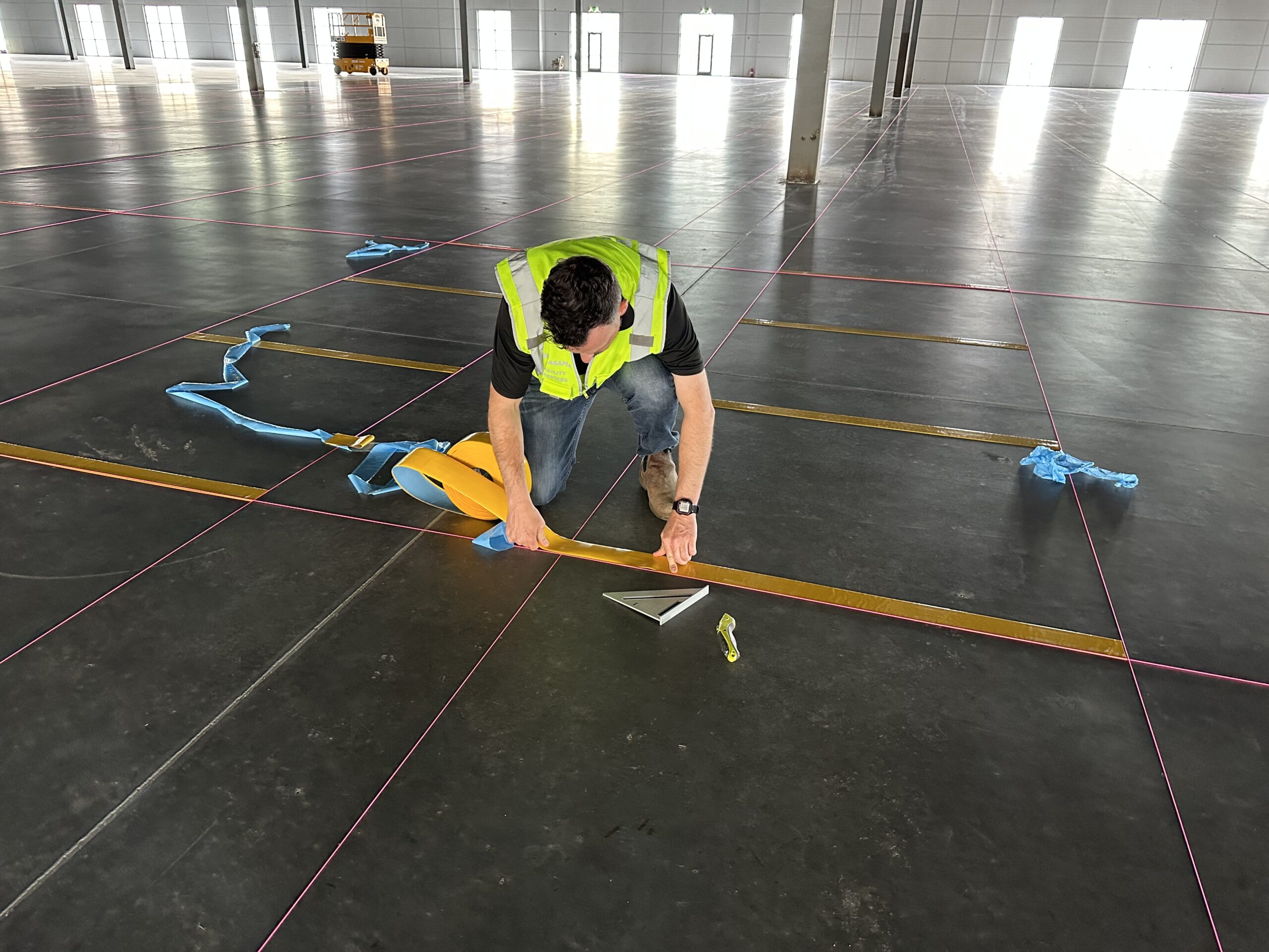 warehouse Line Floor Tape installation
