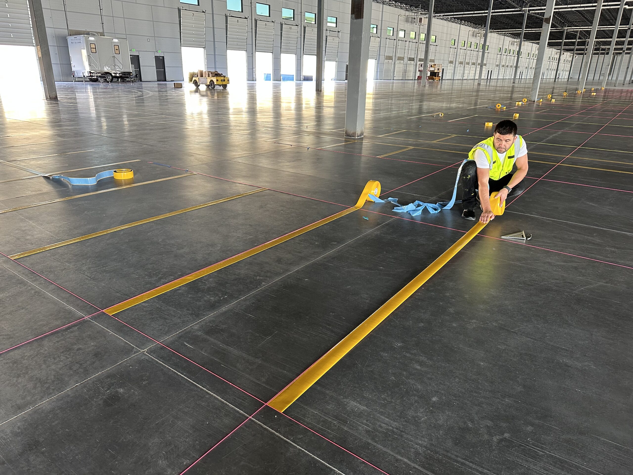 warehouse Line Floor Tape installation